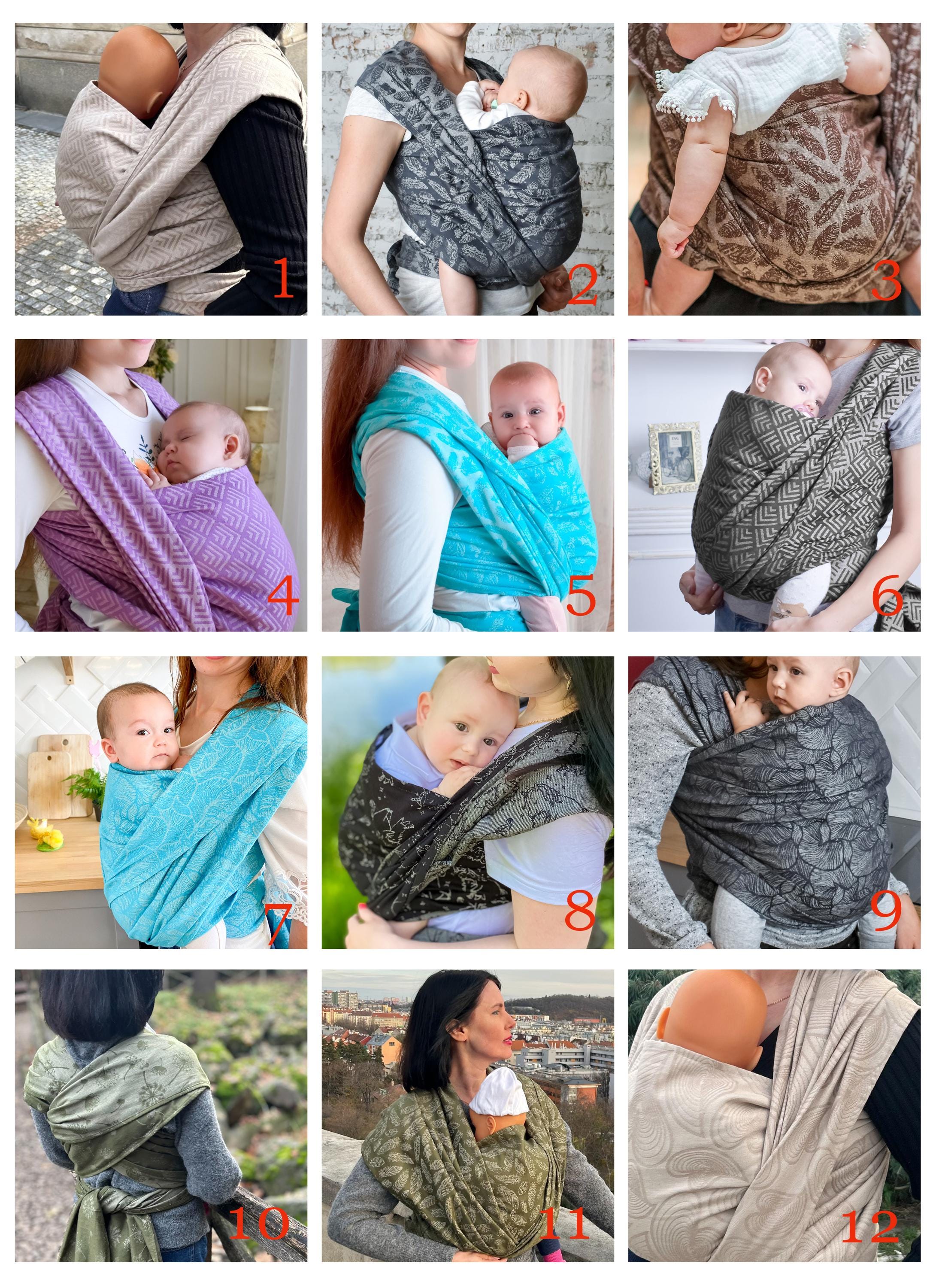 Woven Cotton Baby Wrap Carrier Newborn Wrap Sling for Infants & Toddlers (Size 5/6/7)