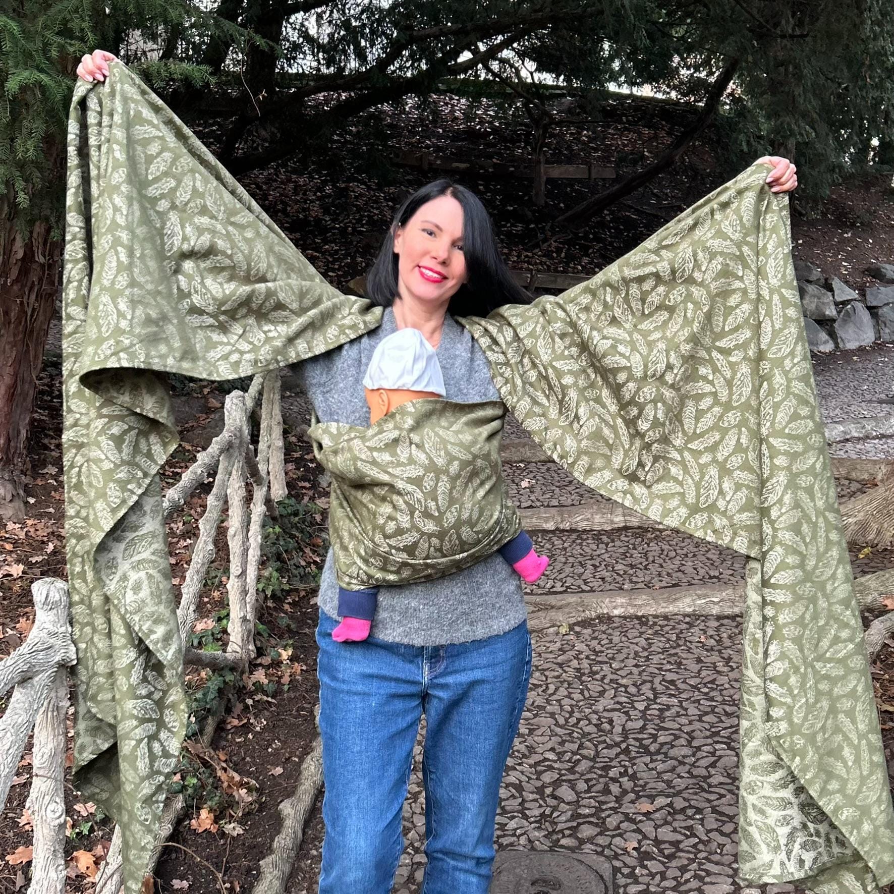 Pink baby wrap carrier woven cotton for newborn, infant, toddler