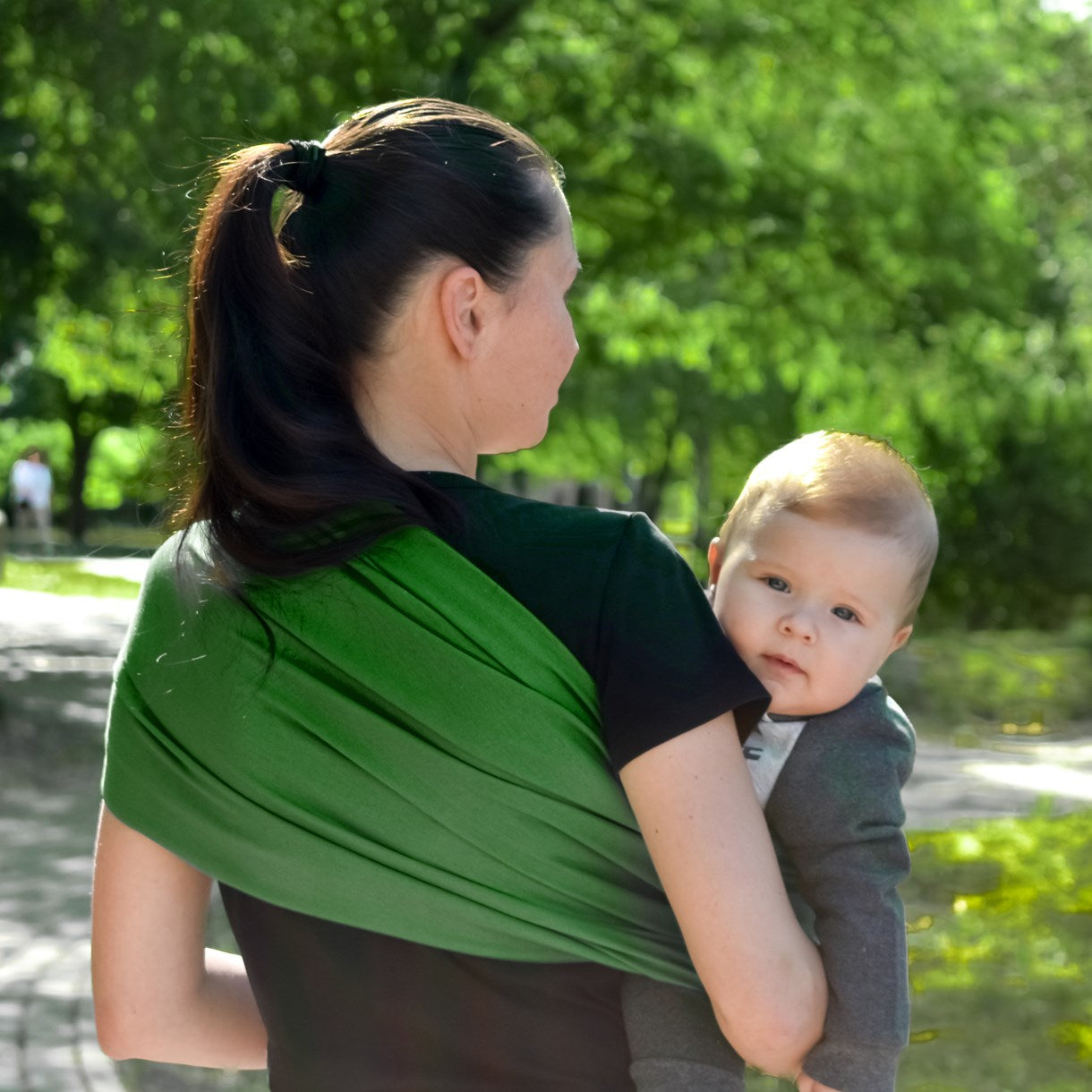 Gray Linen Cotton Ring Sling Baby Carrier: Newborn to Toddler